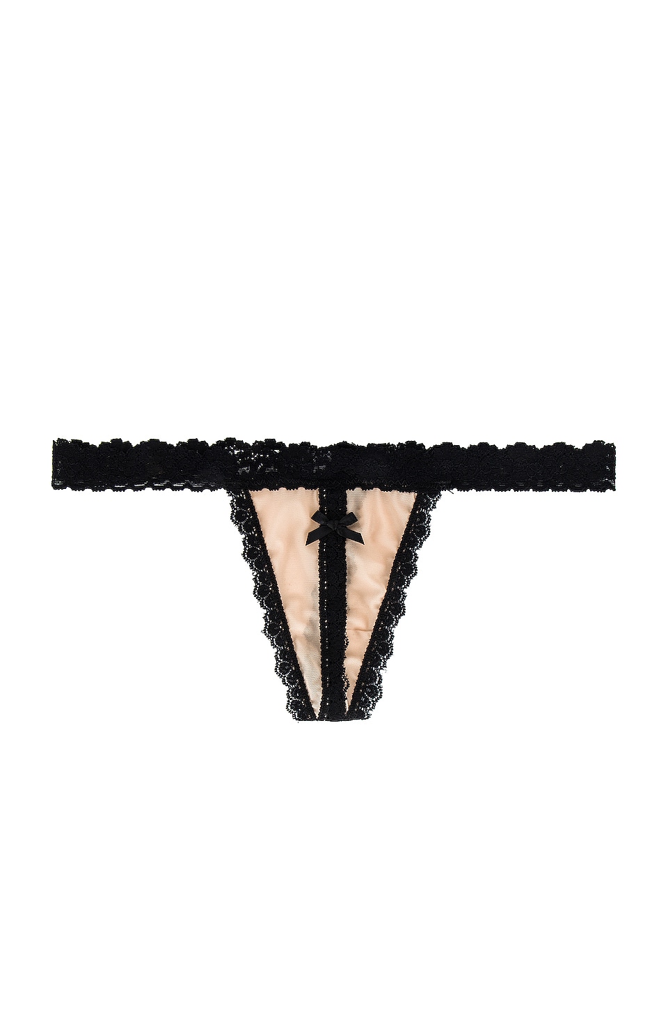 Hanky Panky AFTER MIDNIGHT Tulle Open Crotch G-String in Mocha/Black