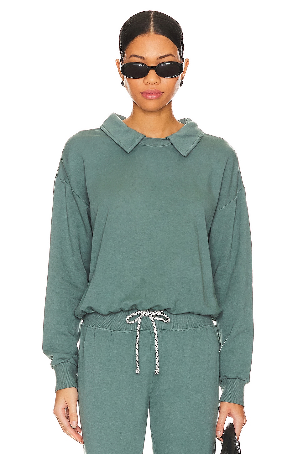 MONROW Supima Fleece Collared Sweatshirt