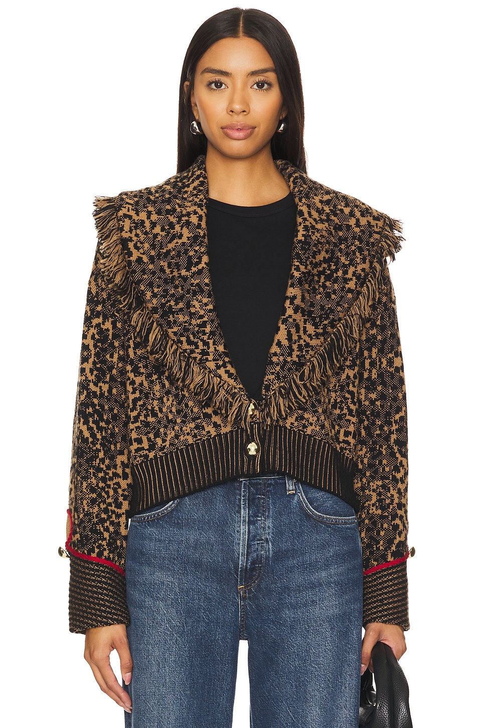 Hayley Menzies Leopard Jacquard Cardi Bomber