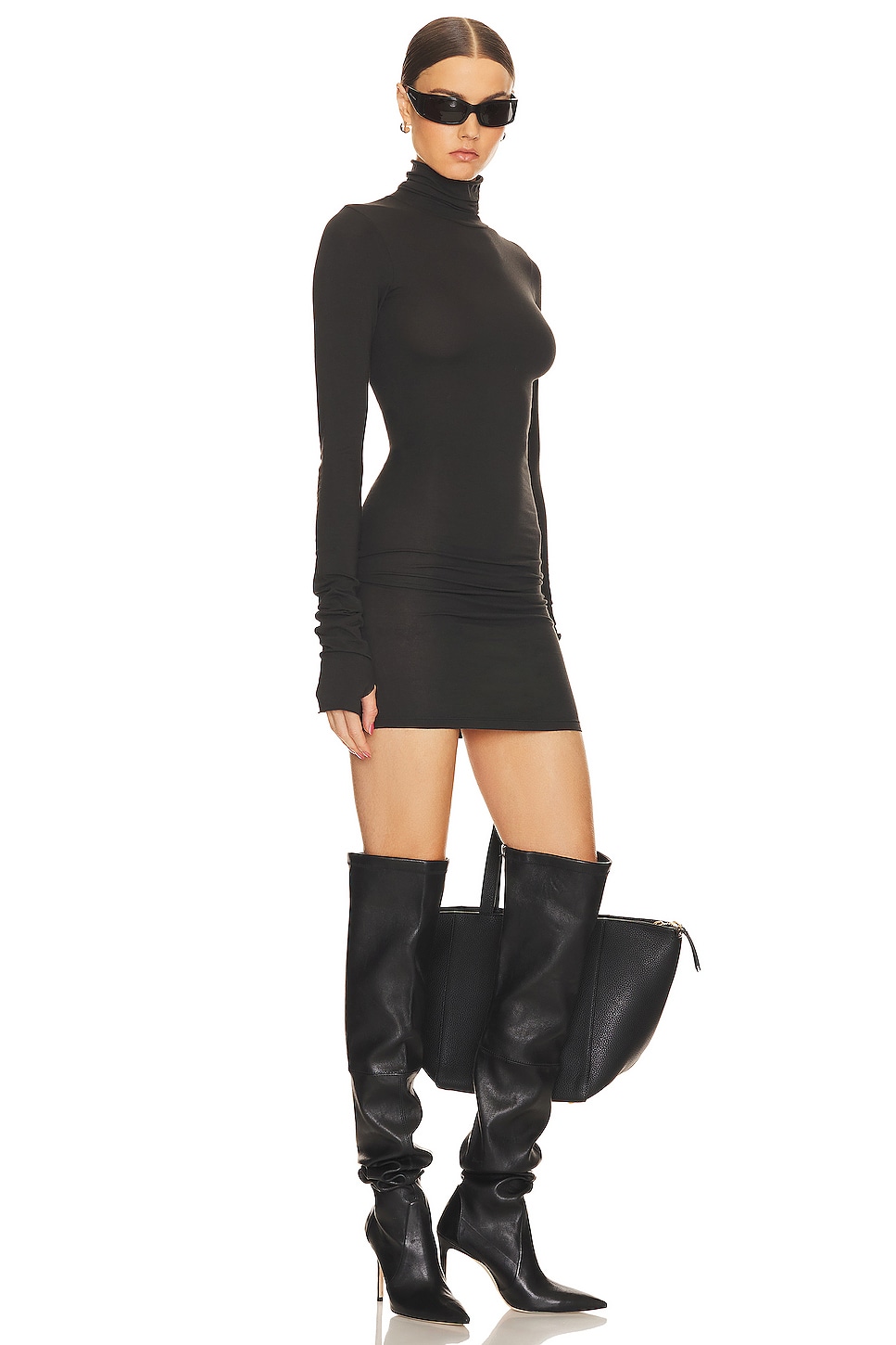 Helsa Turtleneck Mini Dress in 2nd Skin Jersey