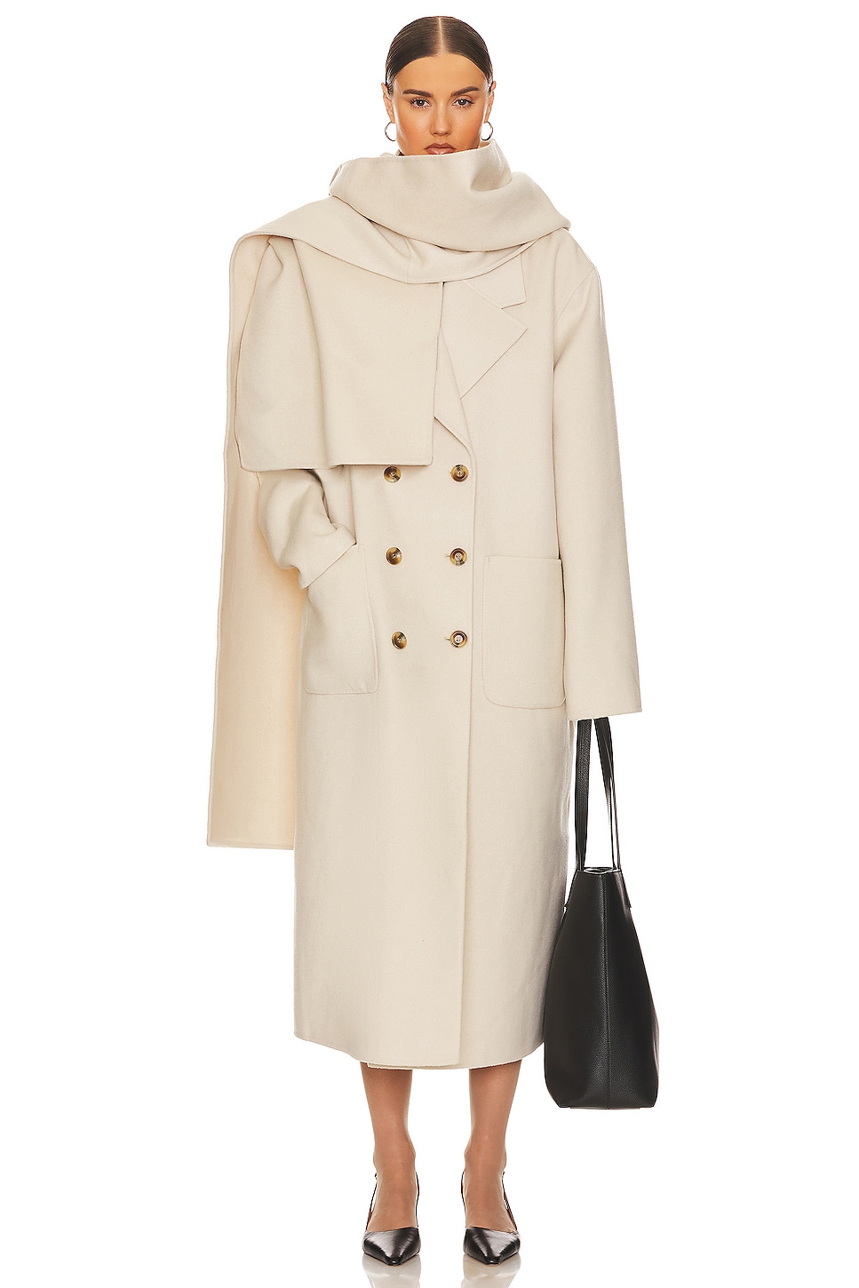 Helsa Oversized Coat With Detachable Scarf