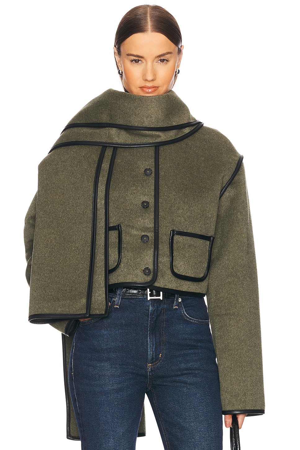 Helsa Boxy Jacket With Detachable Scarf