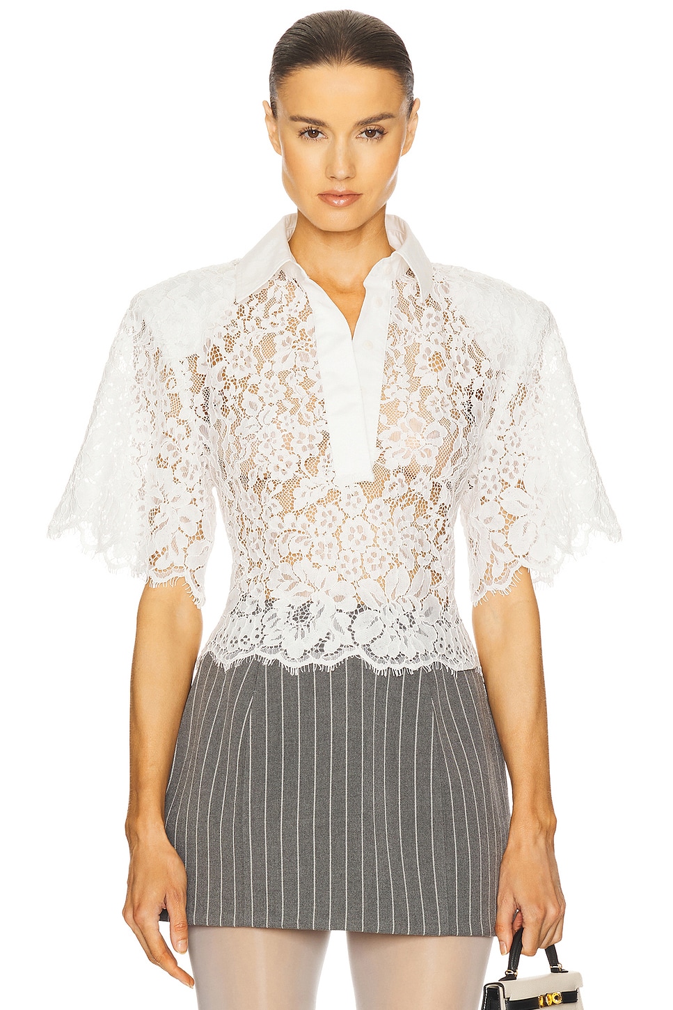 Helsa The Lace Shirt With Shoulder Pad