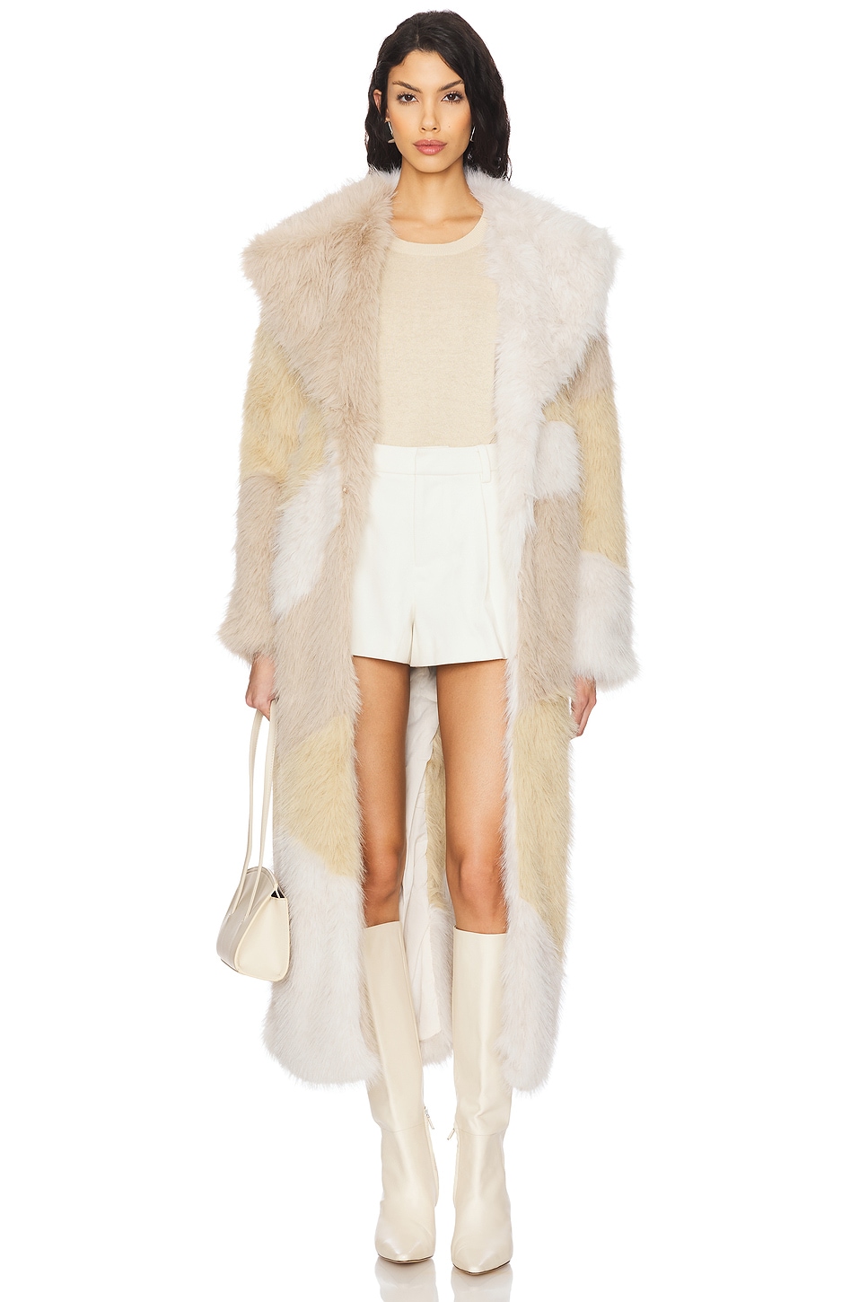 House of Sunny The Hustle Faux Fur Coat in Cream