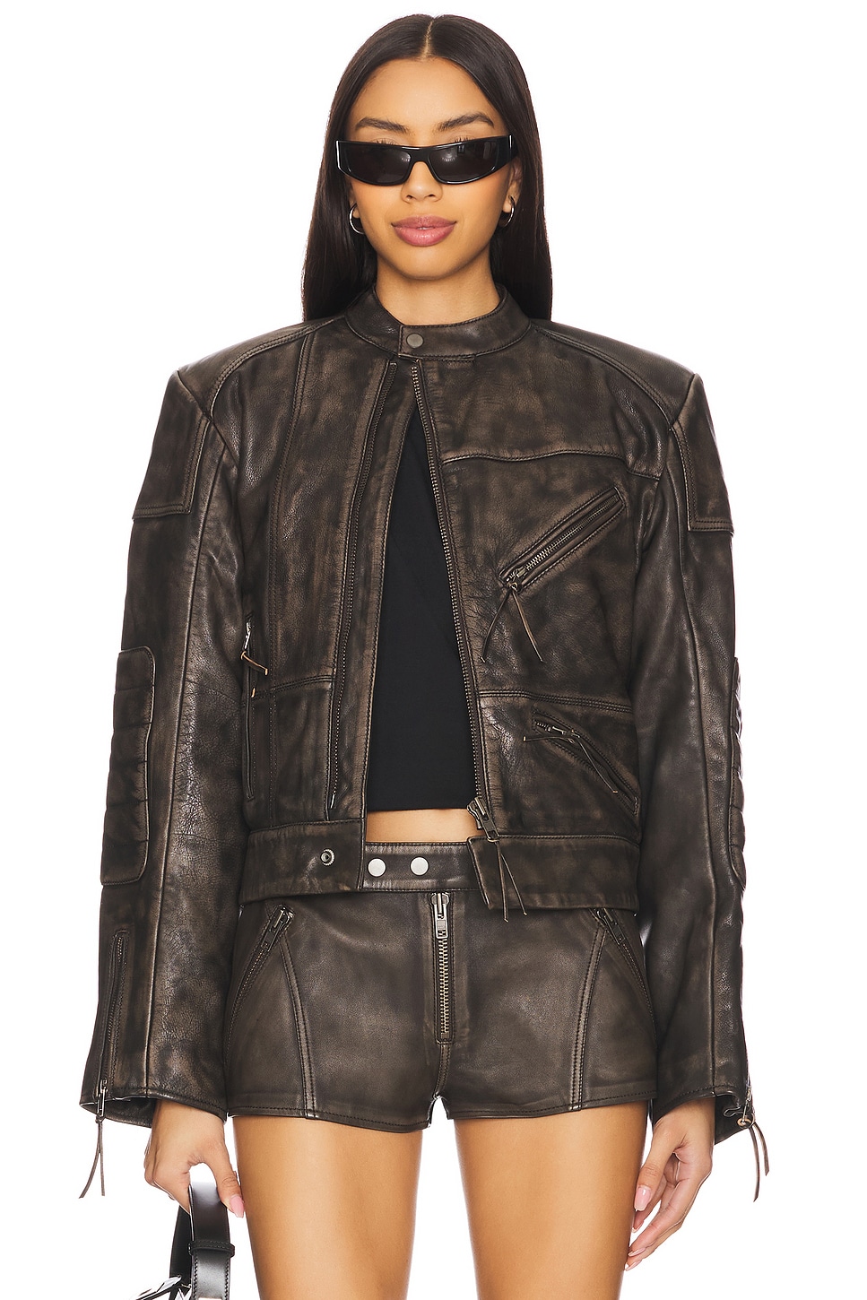 h:ours Lavinia Leather Racer Jacket