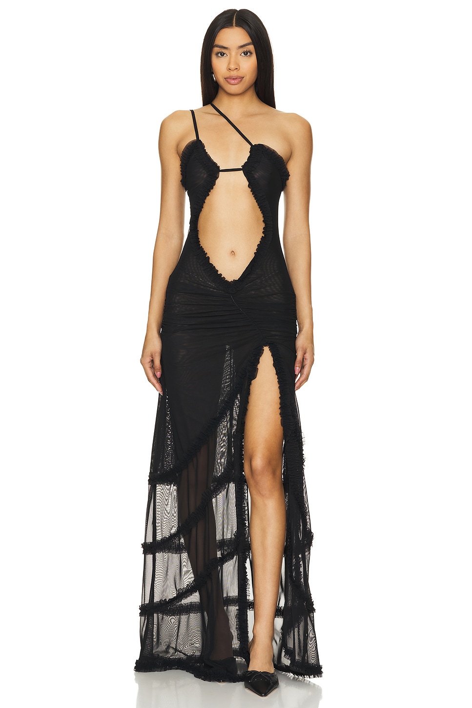 Jaded London Black Maxi Fatale Dress