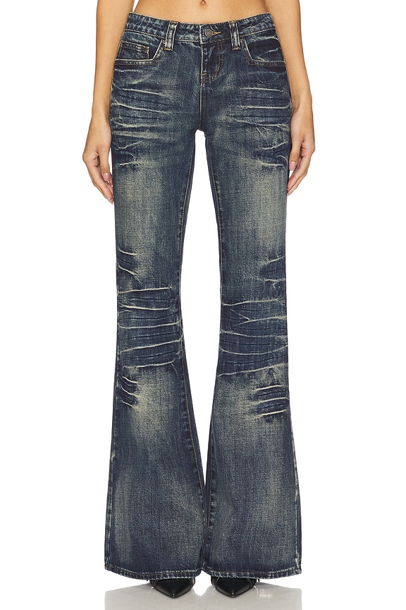 Jaded London Extreme Blue Wash Flare Jeans