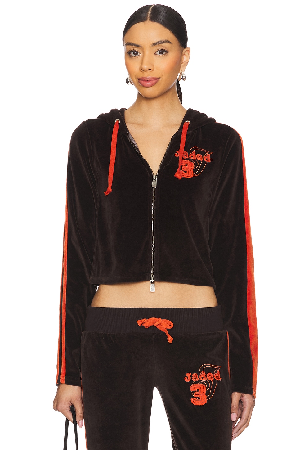 Jaded London Three Velour Hoodie