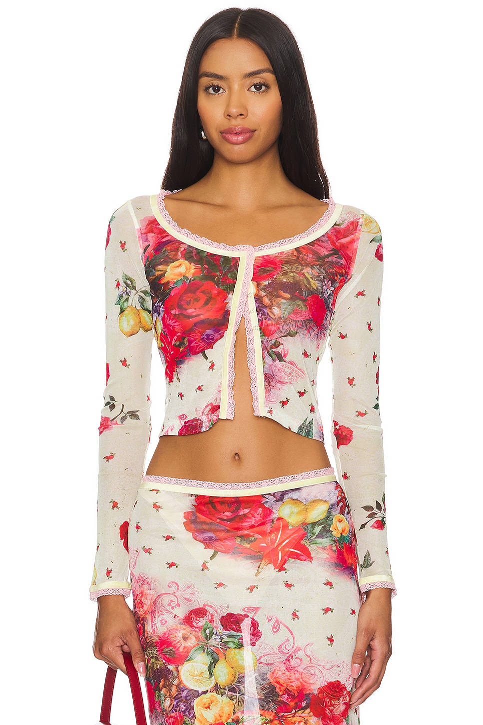 Jaded London Printed Mesh Cardigan