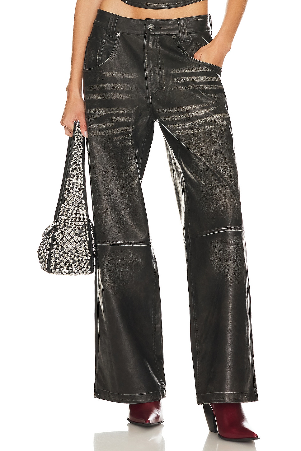 Jaded London Distressed Faux Leather Colossus Pant