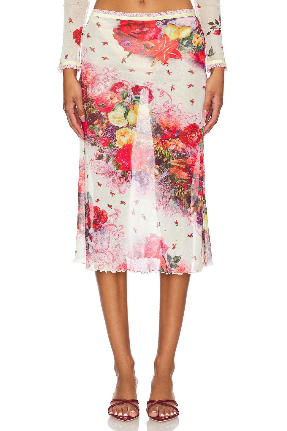 Jaded London Printed Midi Skirt