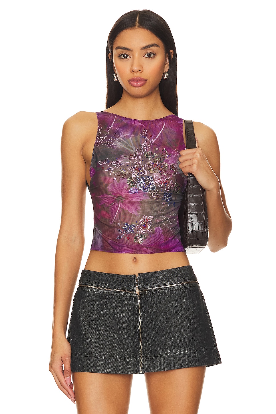 Jaded London Backless Hotfix Mesh Top