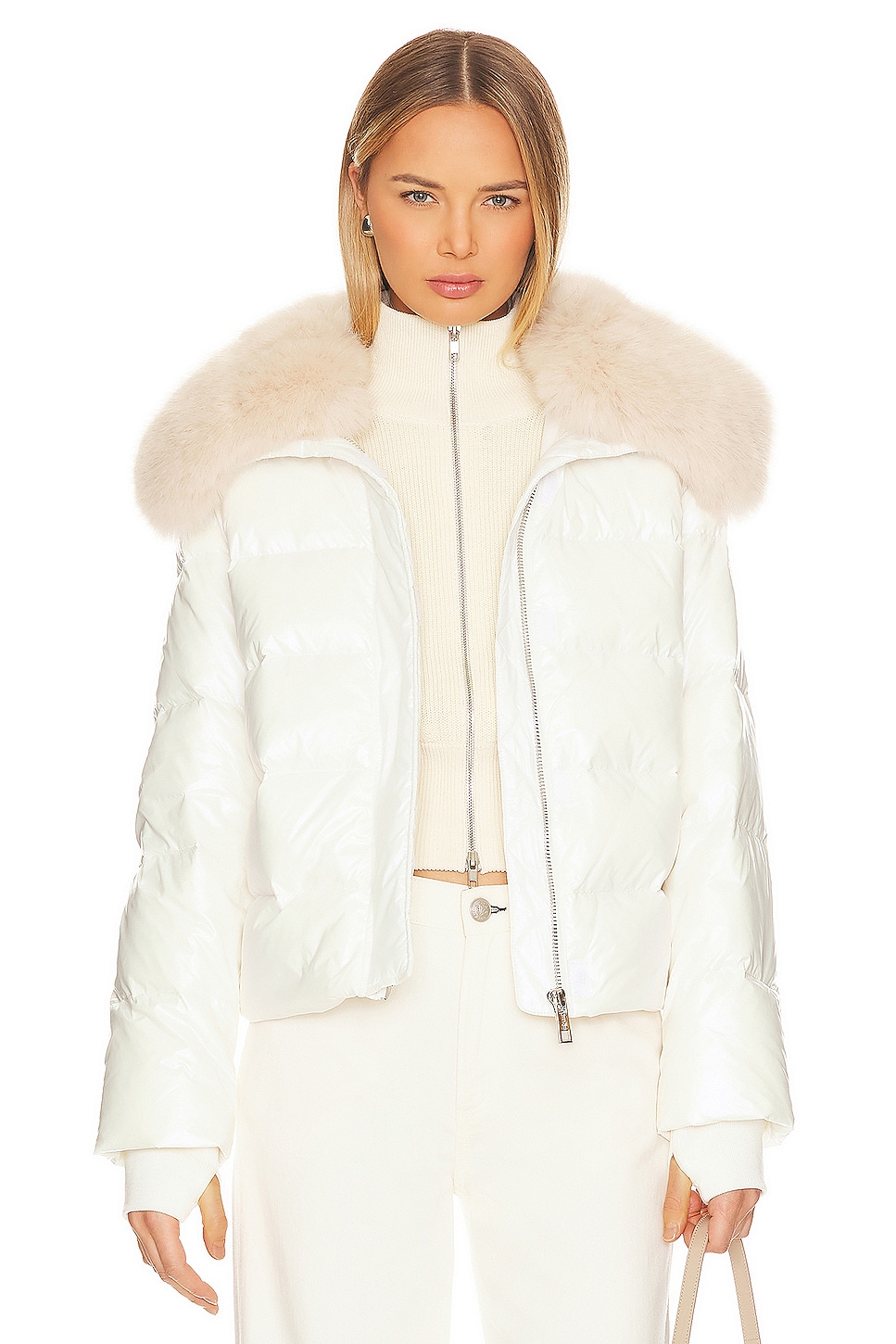 jocelyn Nylon Puffer Jacket With Faux Collar