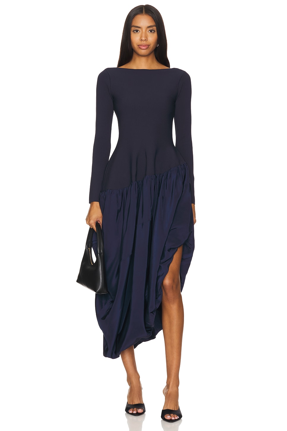 SIMKHAI Angela Longsleeve Combo Midi Dress