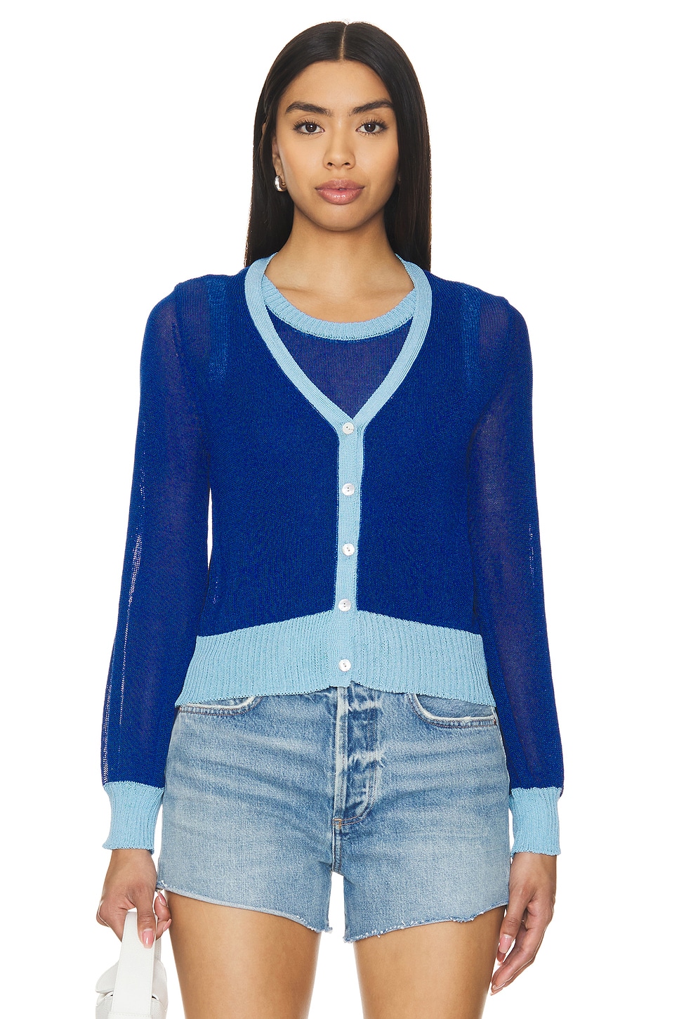 JUMPER 1234 Balloon Contrast Crop Cardigan