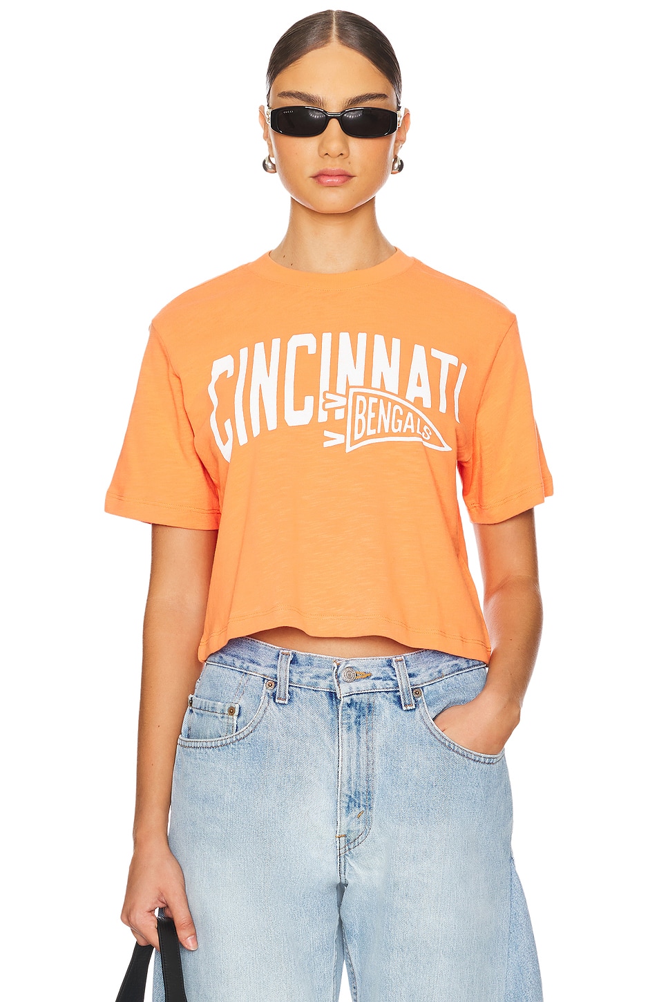 Junk Food Bengals Dual Threat Mock Neck Crop Tee