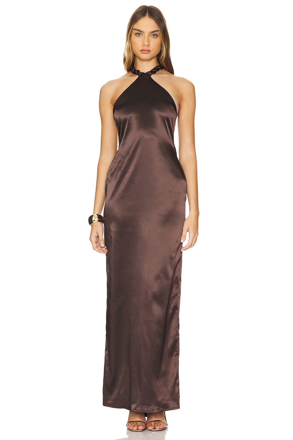 Khanums Satin Halter Maxi Dress