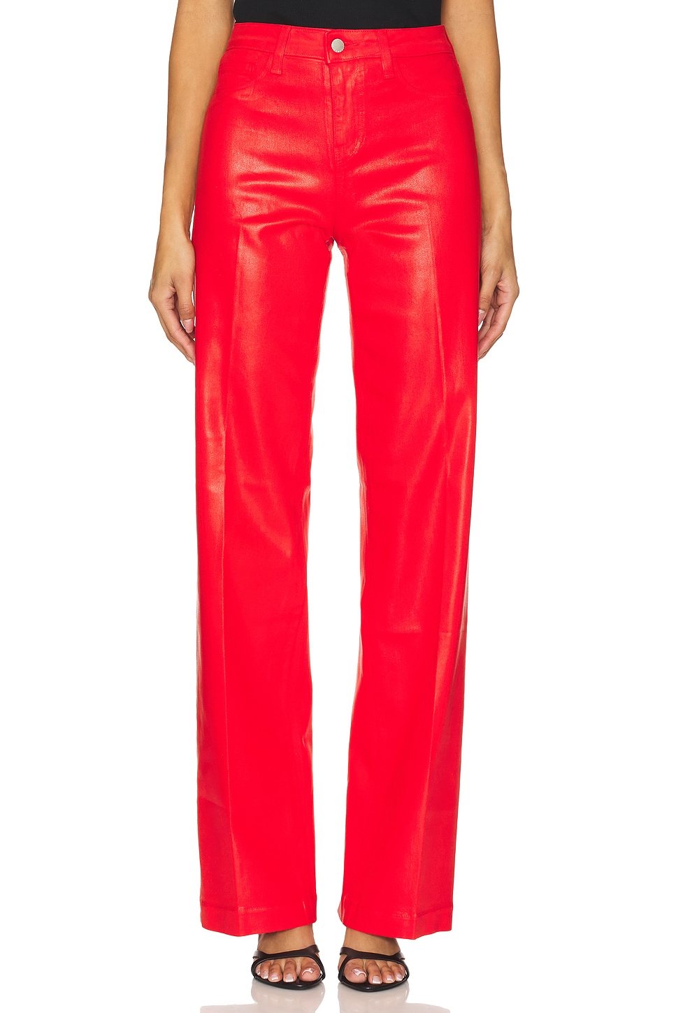 L'Academie Clayton High Rise Wide Leg Coated Jeans