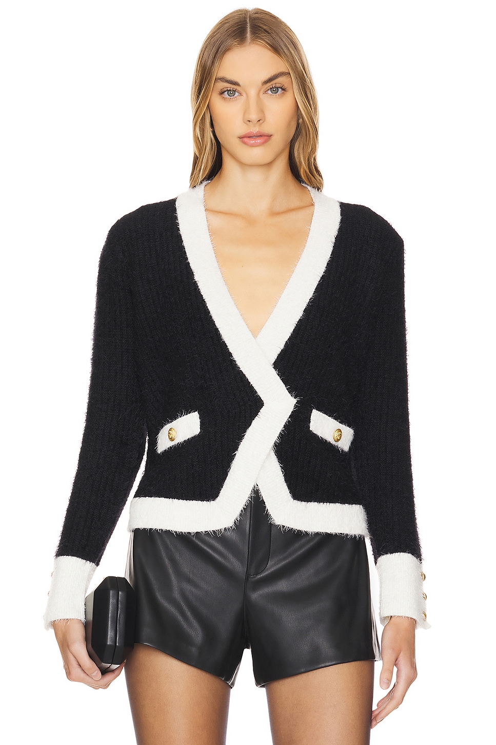 L'Academie Georgia Contrast Trim Cardigan Blazer