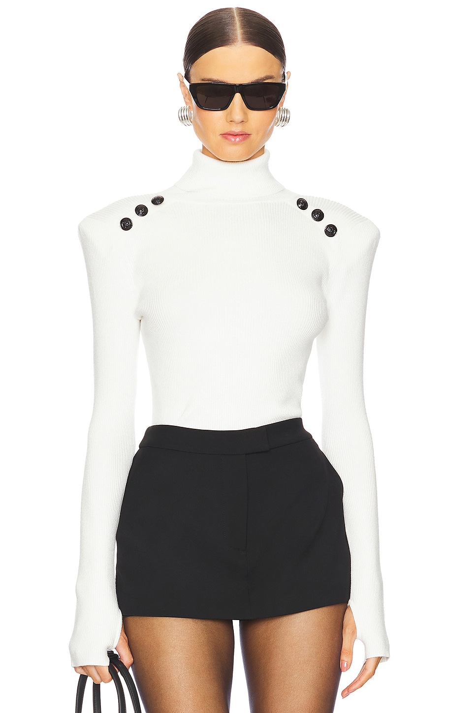 L'Academie Reeves Button Detail Turtleneck Sweater