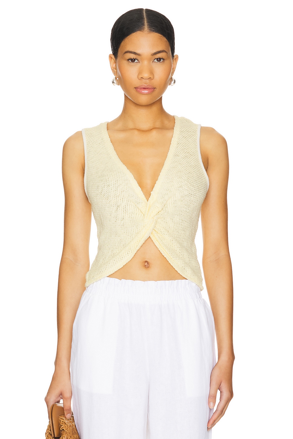 LA Made Caspian Twist Front Mesh Top