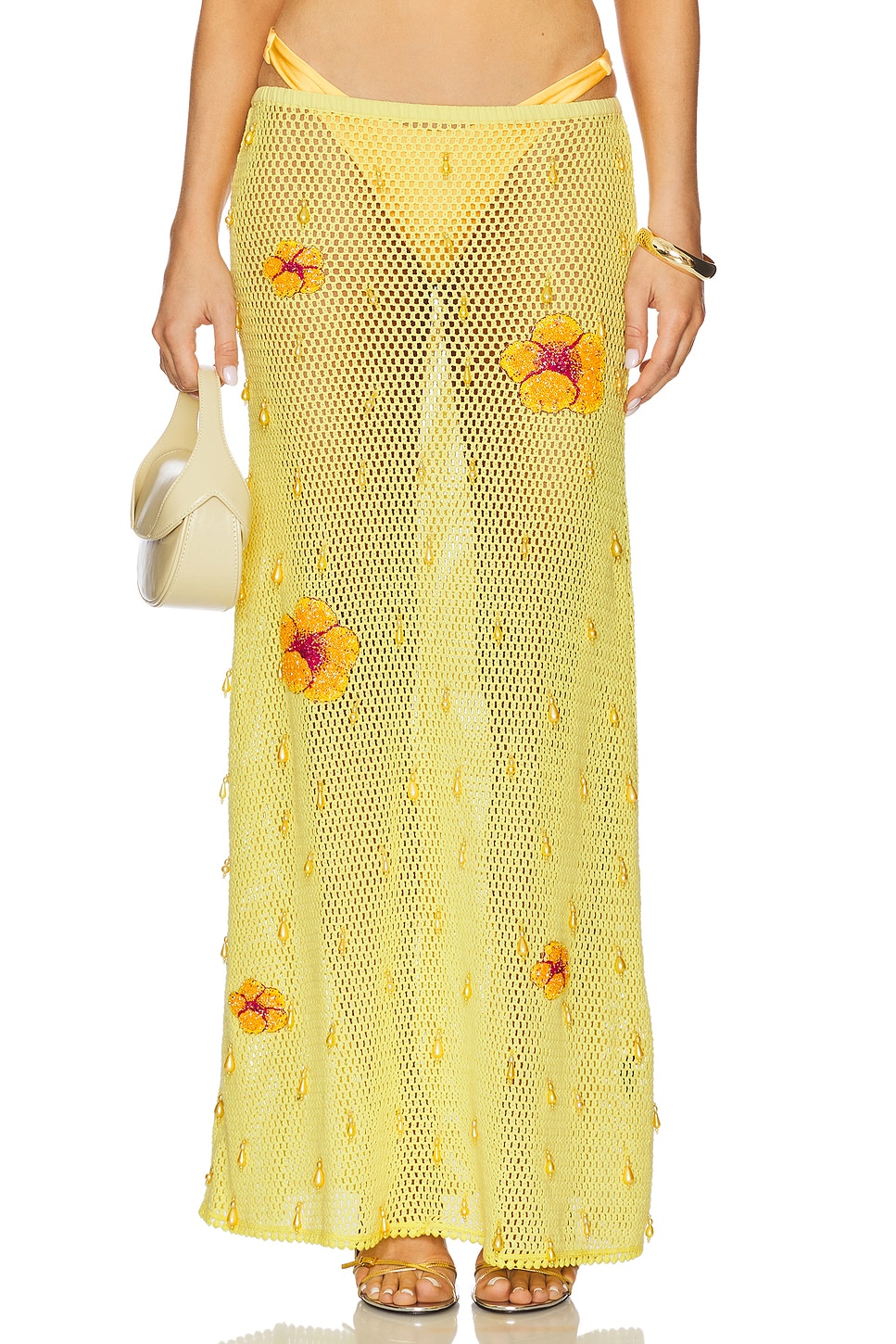 Leslie Amon Treasure Hibiscus Maxi Skirt