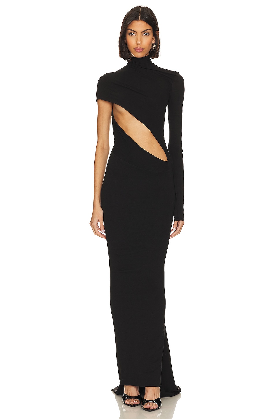 LaQuan Smith Body-con Gown with Asymmetric Cutout