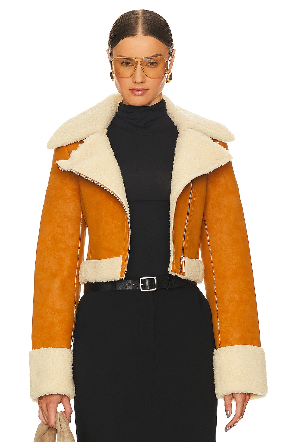 L'Academie x Bridget Taryn Fitted Faux Shearling Jacket