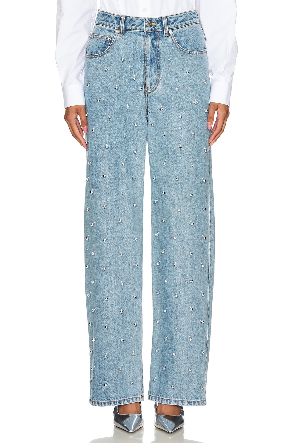 LEJE Bubble Embroidered Straight Leg Jeans