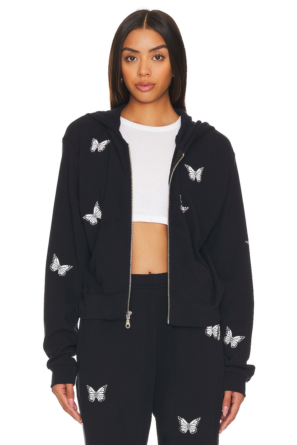 Lauren Moshi Lachelle Crop Zip Up Hoodie