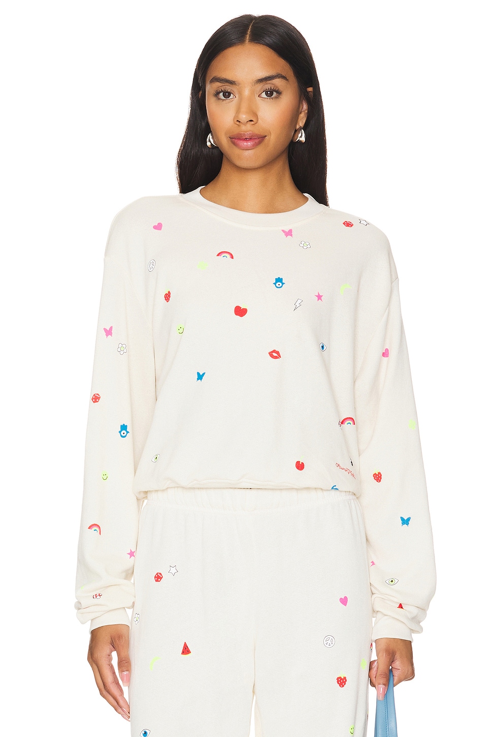 Lauren Moshi Spalding Drop Shoulder Crop Pullover Charm Elements