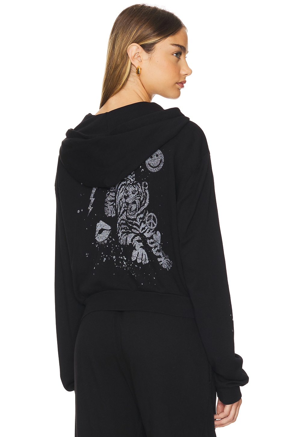 Lauren Moshi Lachelle Crop Tiger Elements Zip Up Hoodie