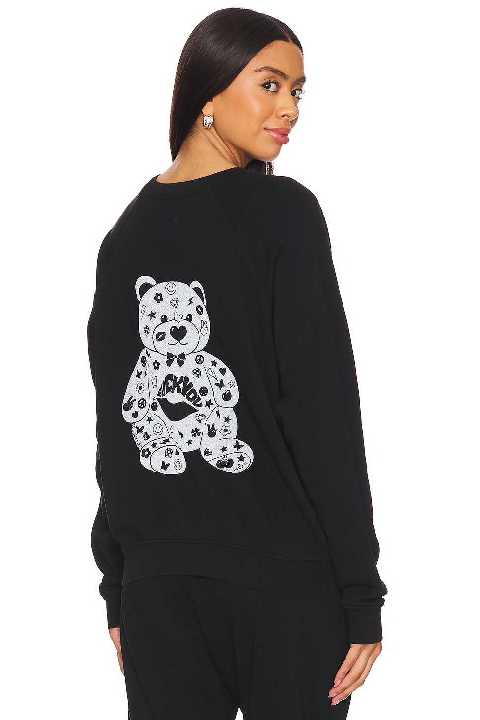 Lauren Moshi Anela Raglan F U Bear Crew Neck