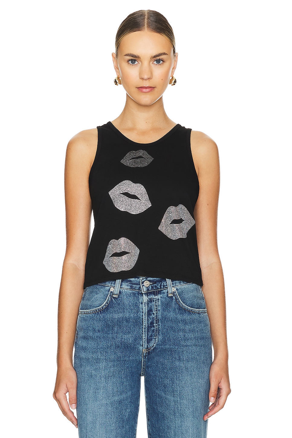 Lauren Moshi Luciana Cystal Multi Lips Fitted Tank