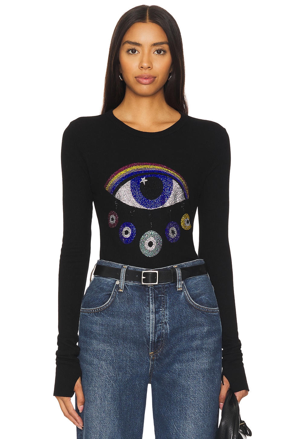 Lauren Moshi Mckinley Crystal Rainbow Evil Eye Top