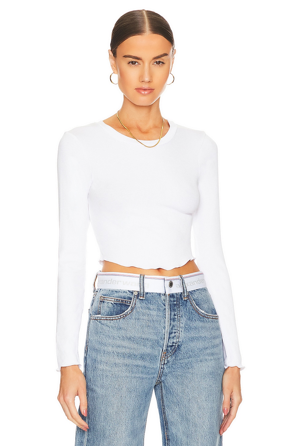 LNA Arya Cropped Long Sleeve Top