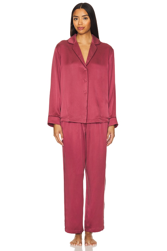 LUNYA Washable Silk Piped Long Sleeve Pant Set