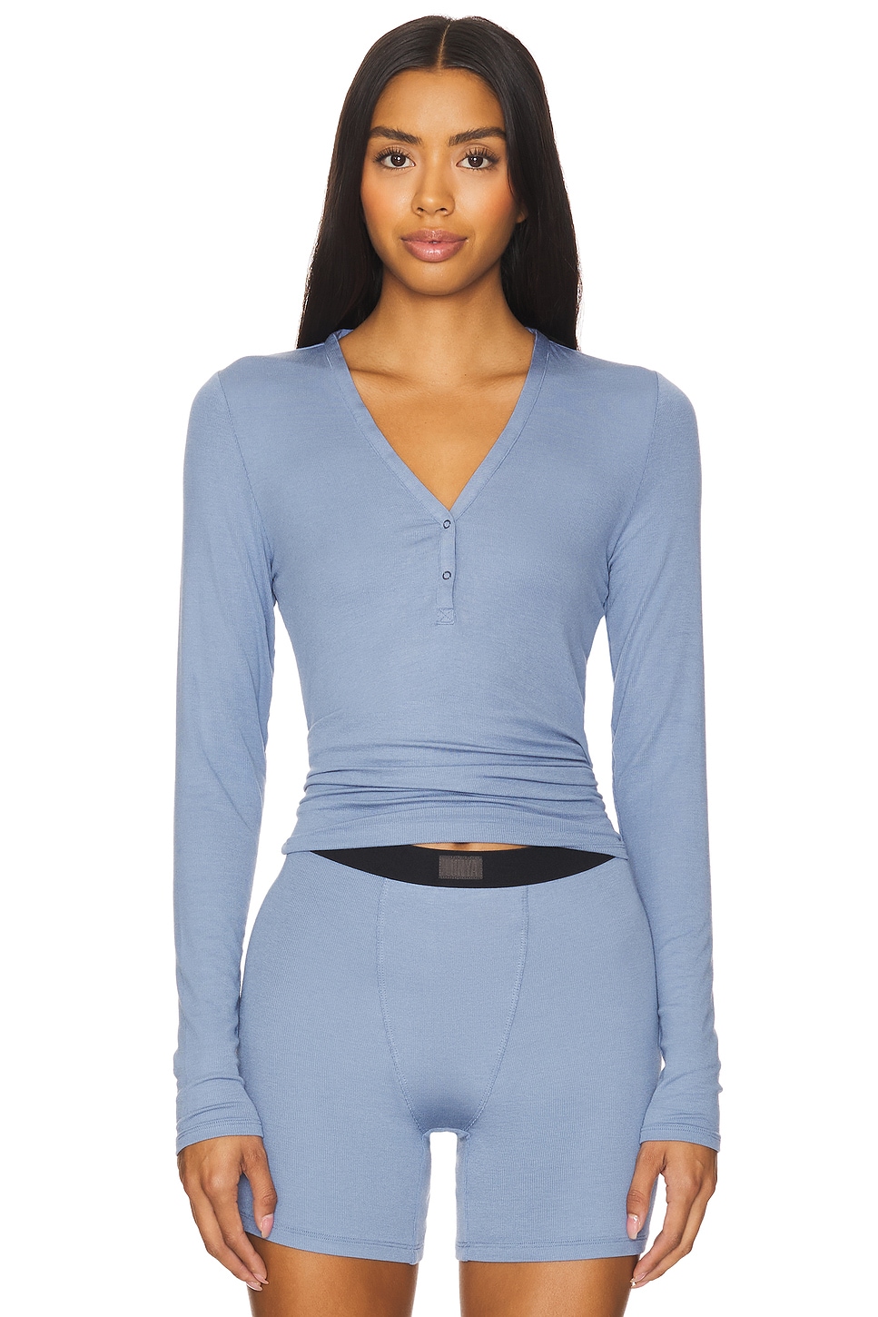 LUNYA Soft Modal Rib V-neck Henley