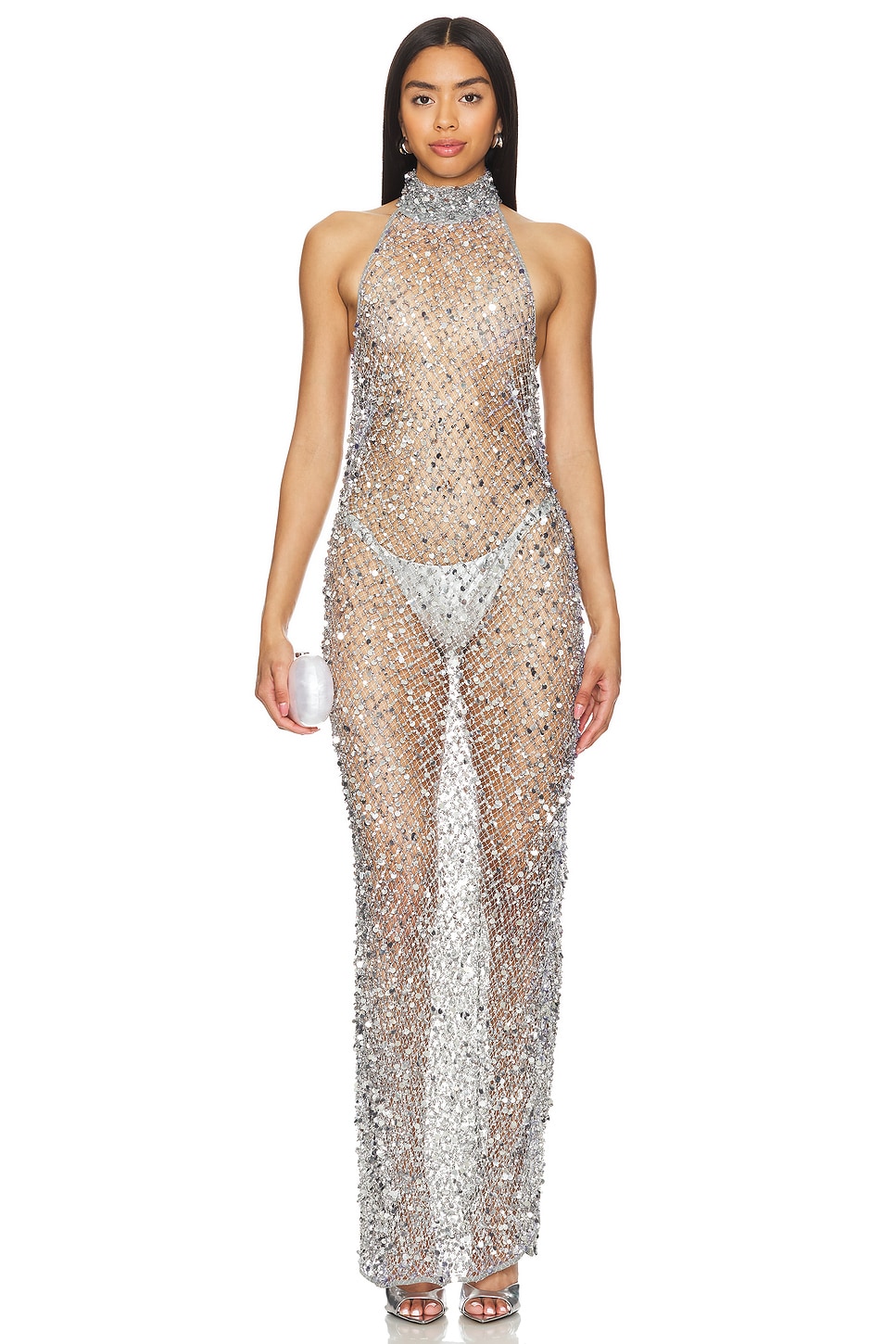 Lapointe Sequin Mesh Gown