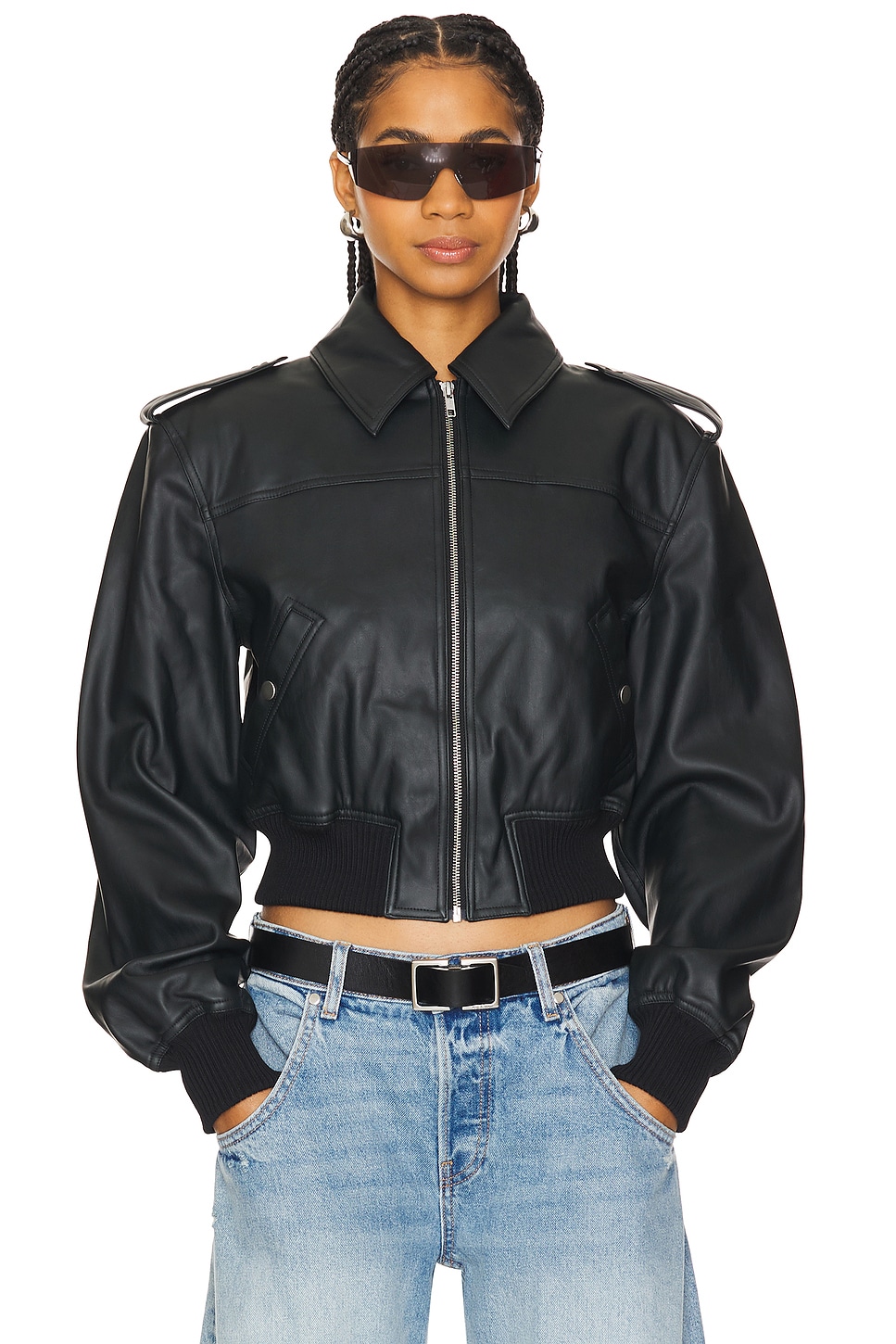 Lovers and Friends Dylan Faux Leather Bomber Jacket