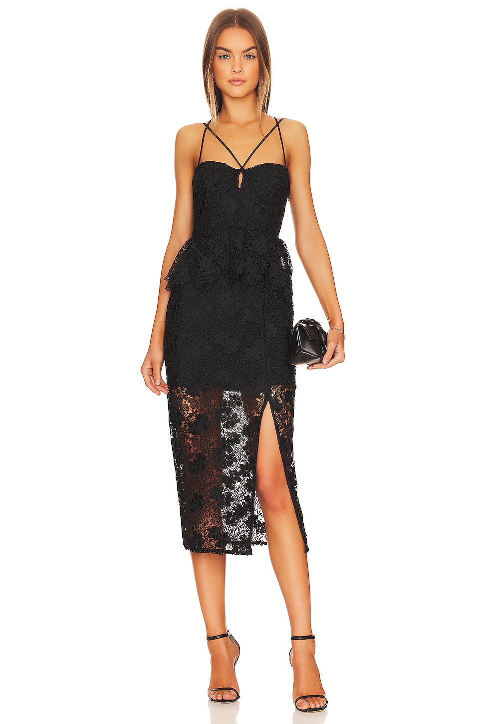 LPA Madonna Lace Corset Midi Dress