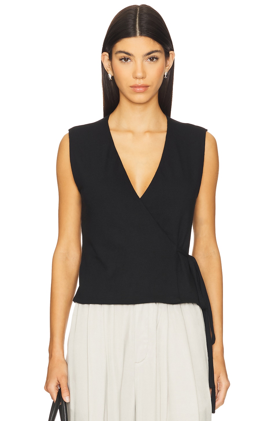 LESET Lauren Sleeveless Wrap Top