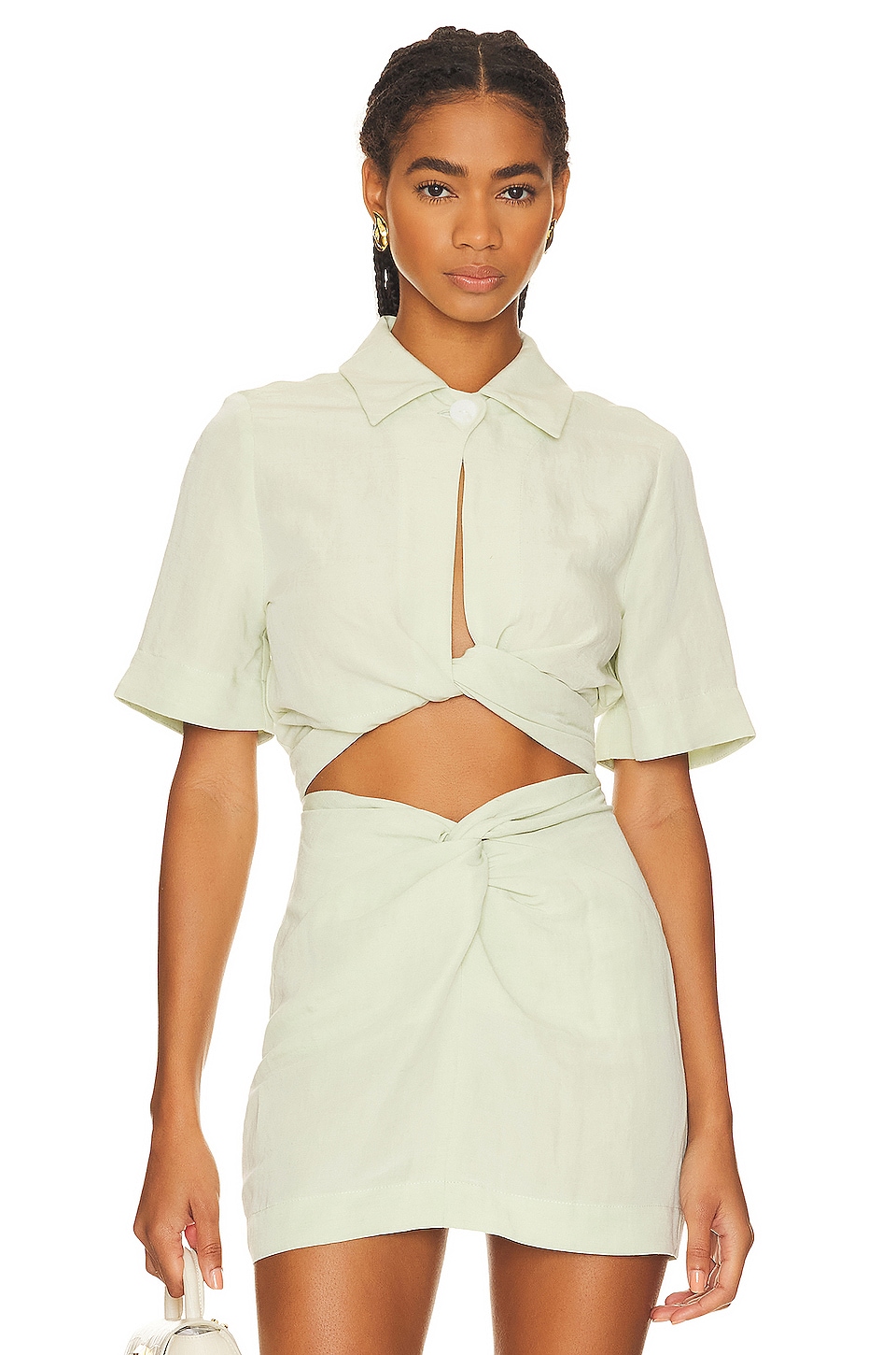 MATTHEW BRUCH Collared Wrap Top