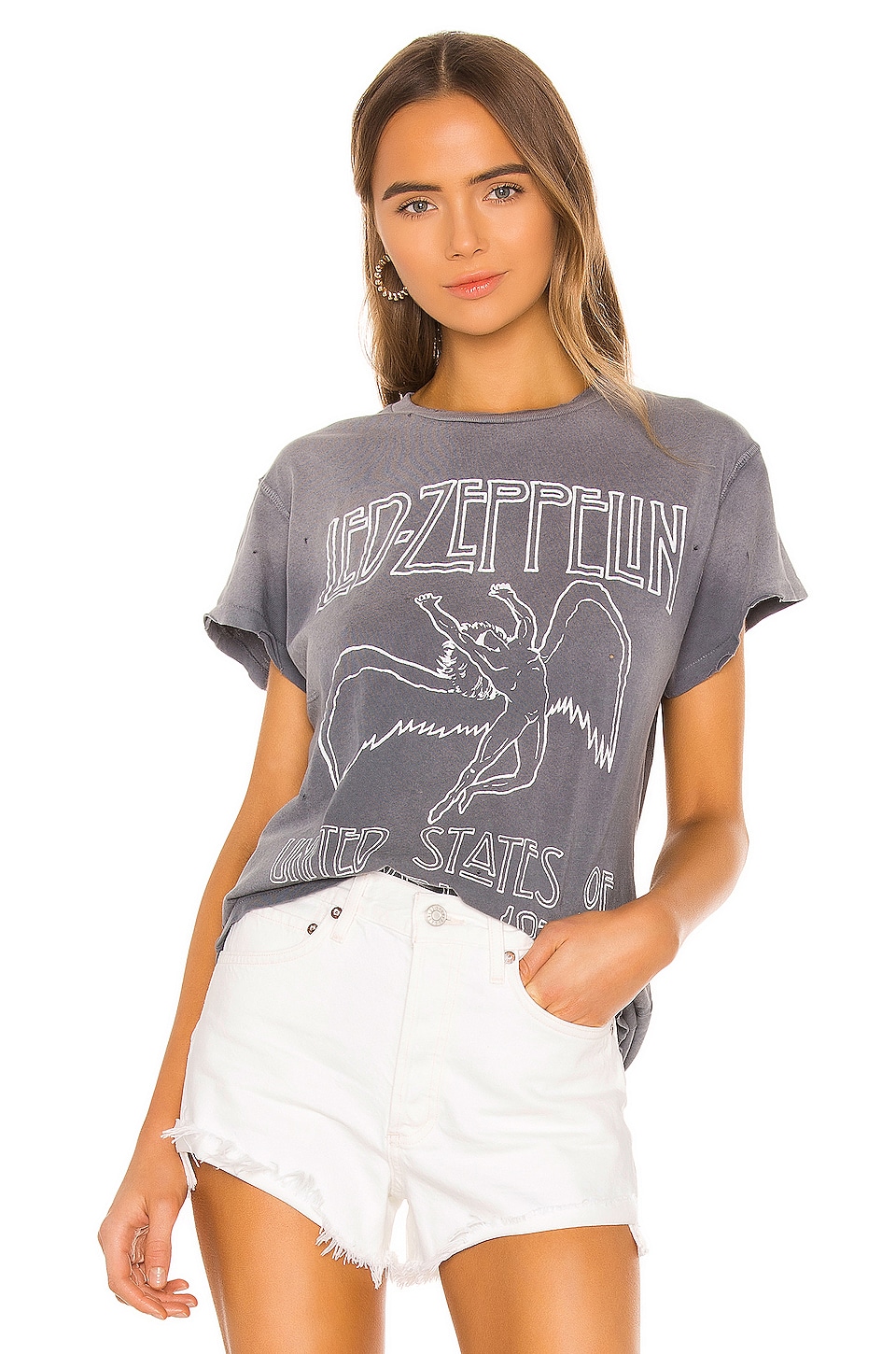 Madeworn Led Zeppelin United '77 Crew Tee in Charcoal