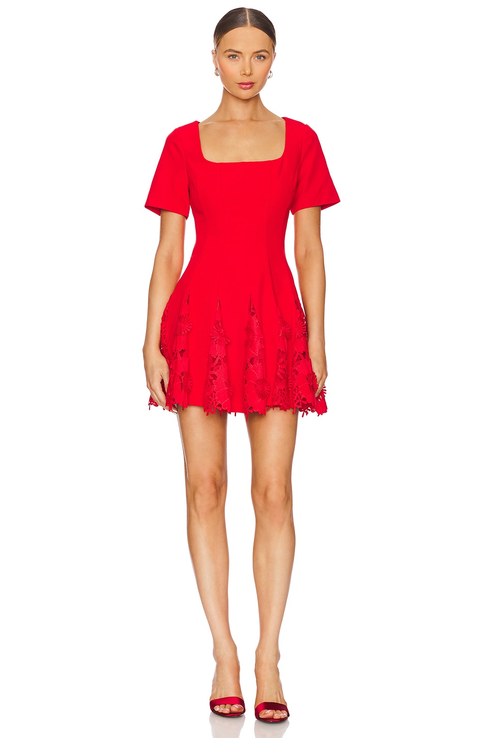 MILLY Joy Square Neck Mini Godet Dress