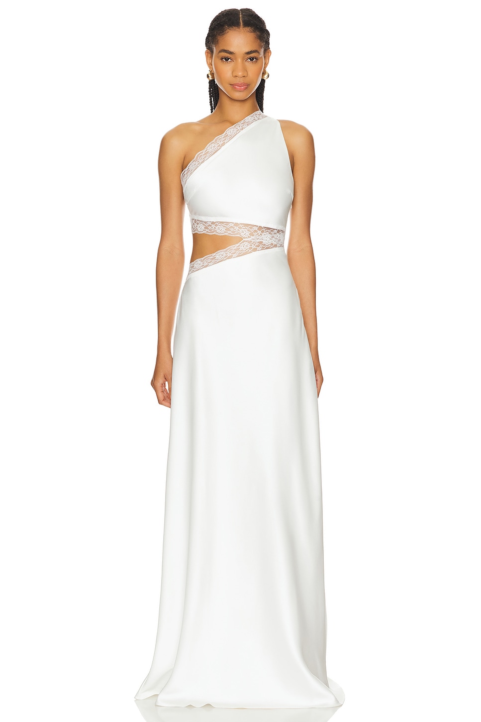 MISHA Jillian Asymmetric Lace Gown