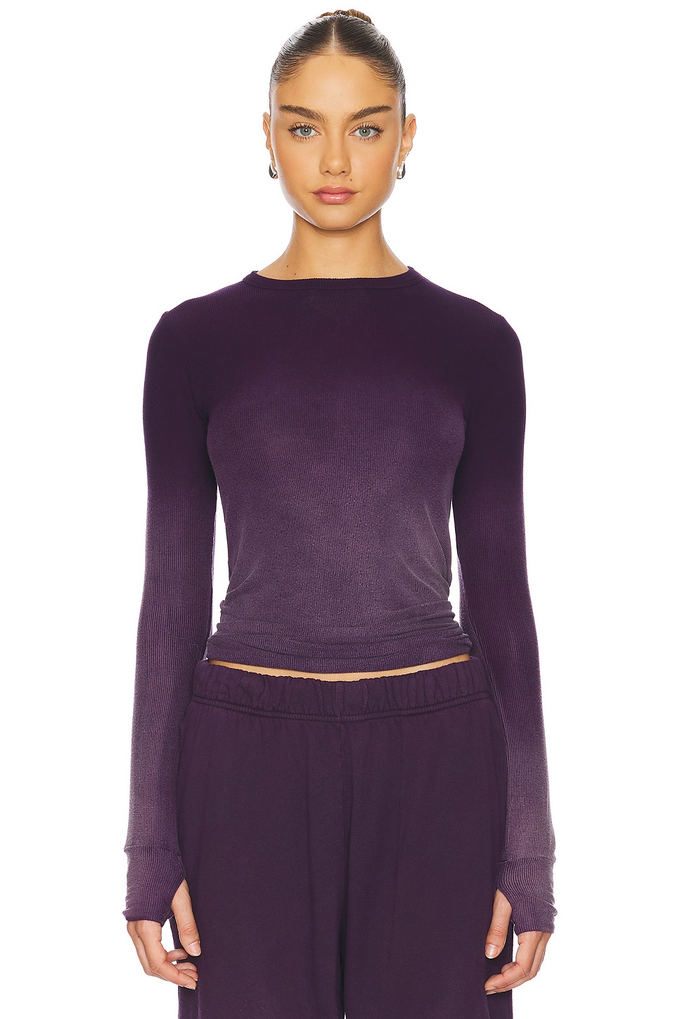 Michael Lauren Alick Long Sleeve Fitted Top W/ Thumbhole Top