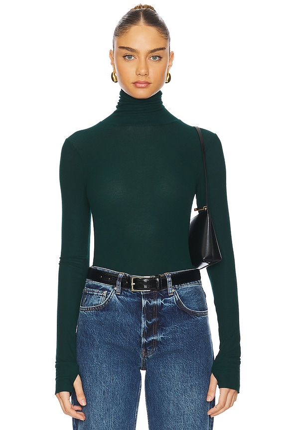 Michael Lauren Arlen Long Sleeve Fitted Turtle Neck Top