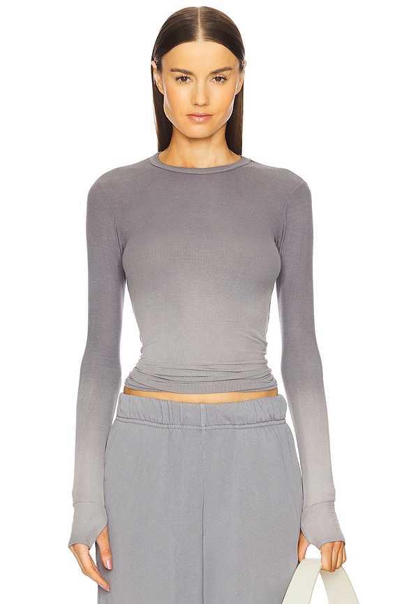 Michael Lauren Alick Long Sleeve Fitted Top With Thumholes