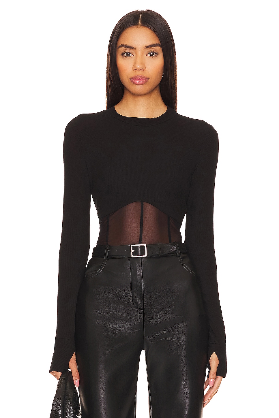 Michael Lauren Danton Rib Mesh Corset Top